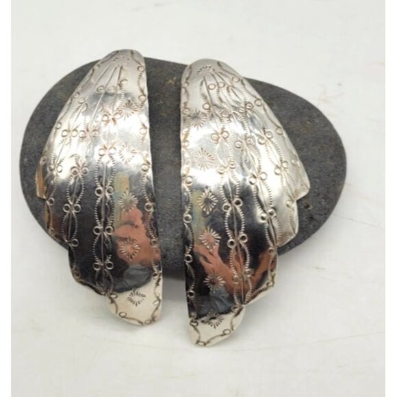 Stunning Hand Made Sterling Silver Statement Earrings Southwest Native Tribal - Picture 3 of 16